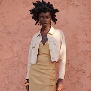 Zara beige linen cropped jacket